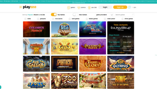 Playzee Casino Lobby